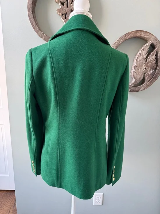 Guess Emerald Green Double-Breasted Pea Coat with Gold Buttons. Size M - Picture 6 of 7